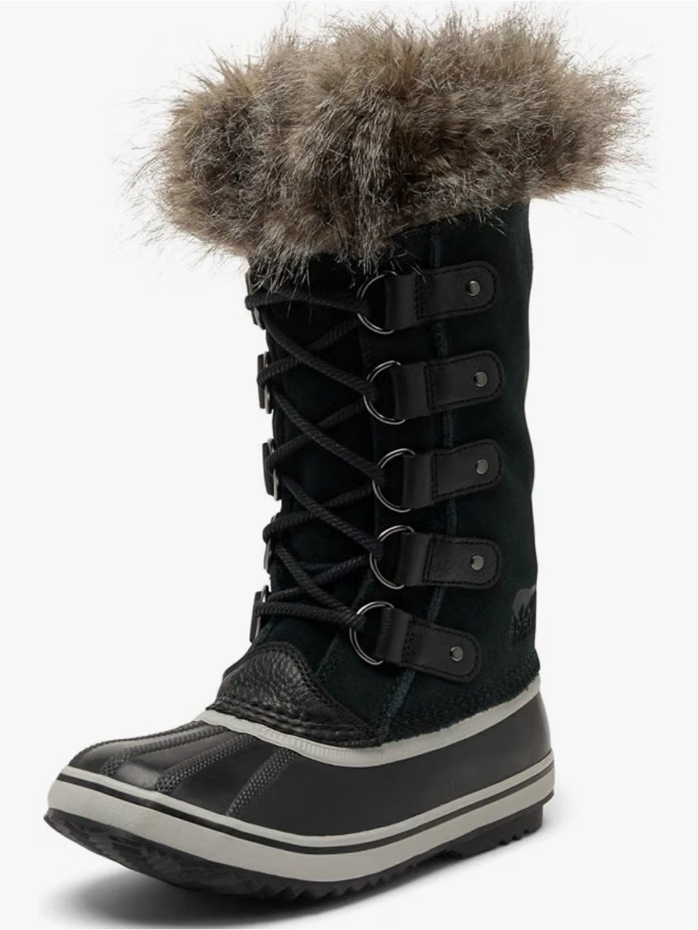Sorel Women's Black Lace-Up Winter Boot with Fur Cuff